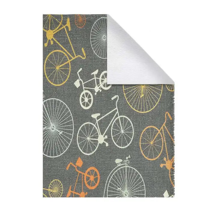 Bicycle Print Kids Room Dhurrie Carpet - 2x3 Feet Multi-Color Floor Mat for Children
