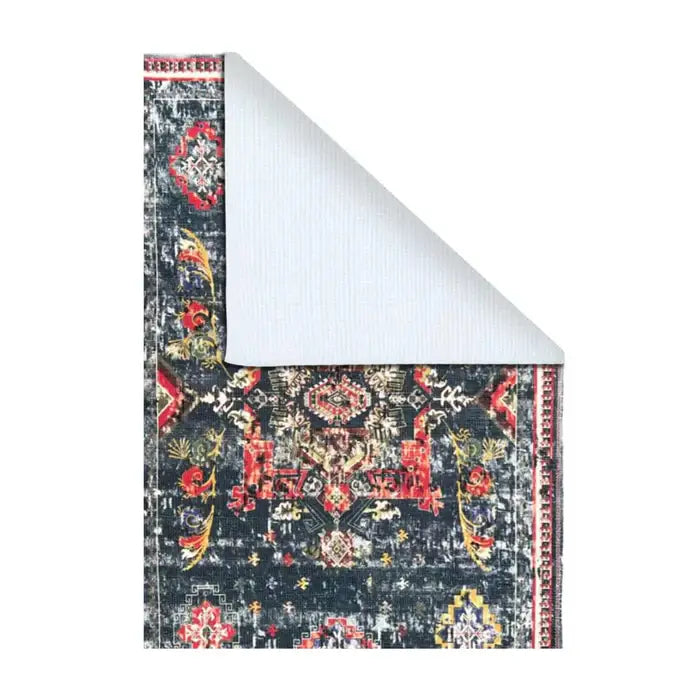 Printed Vintage Traditional Dhurrie Carpet 3.5x5.5ft - Multicolor Print Floor Mat