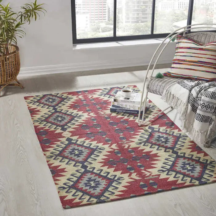 Vintage Printed Multi Color 3.5x5.5 Feet Dhurrie Carpet Floor Mat