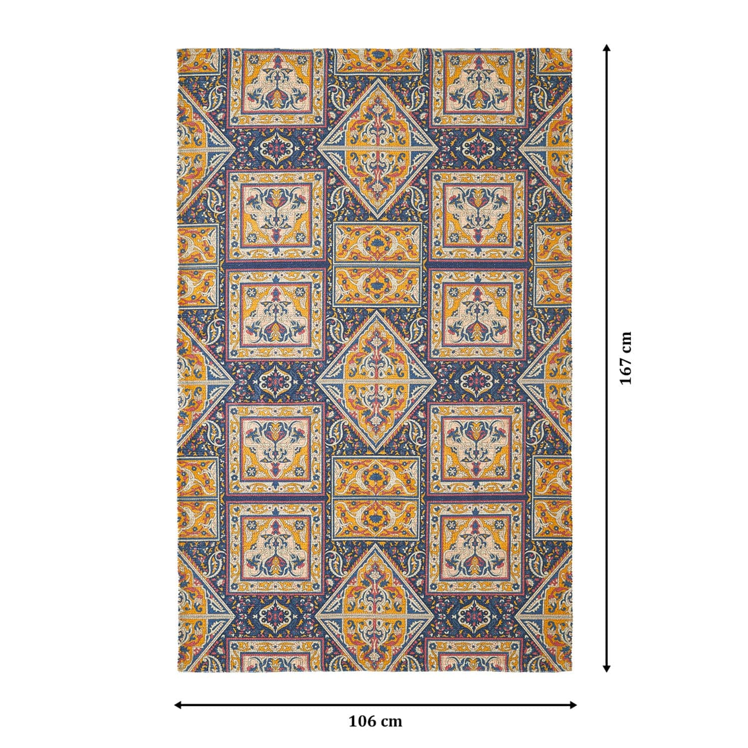 Mona-B Bag Mona B Printed Vintage Dhurrie Carpet Rug Runner Floor Mat for Living Room Bedroom: 3.5 X 5.5 Feet Multi Color- PR-101