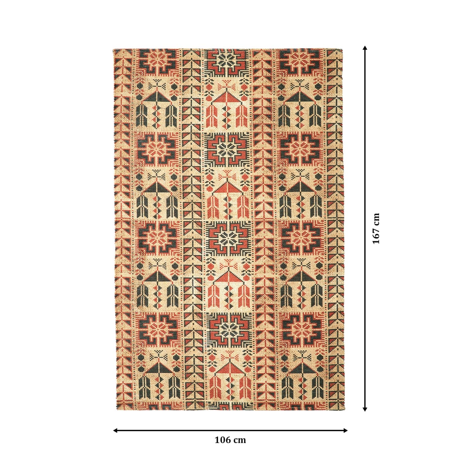 Mona-B Bag Mona B Printed Vintage Dhurrie Carpet Rug Runner Floor Mat for Living Room Bedroom: 3.5 X 5.5 Feet Multi Color- PR-103