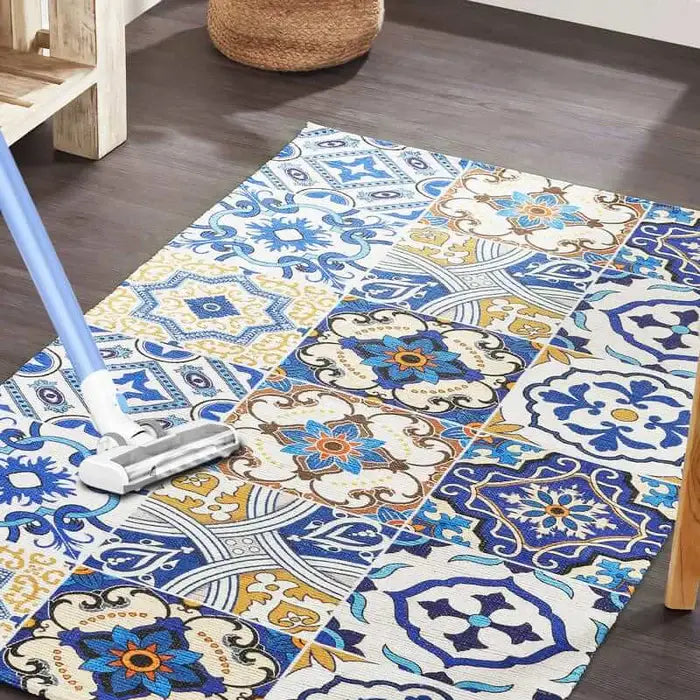 Printed Vintage Dhurrie Carpet Rug: 3.5 X 5.5 Feet Multi Color Floor Mat