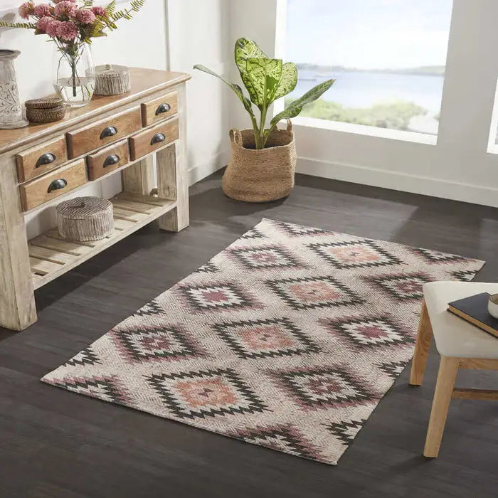 Vintage Printed Dhurrie Carpet 3.5x5.5 Feet - Multi Color Floor Mat for Home