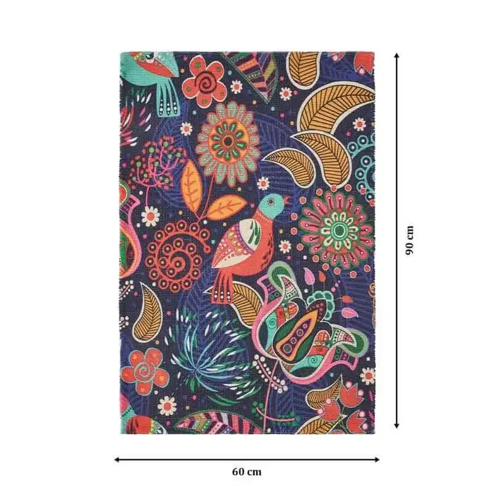 Multi Color Printed Vintage Dhurrie Carpet Rug Runner Floor Mat for Living Room & Bedroom: 2 X 3 Feet