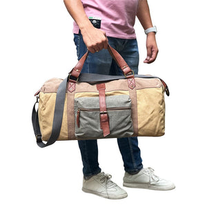 Mona-B Bag Mona B Sebastian 100% Cotton Canvas Duffel Gym Travel and Sports Bag with Outside Zippered Pocket and Stylish Design for Men and Women
