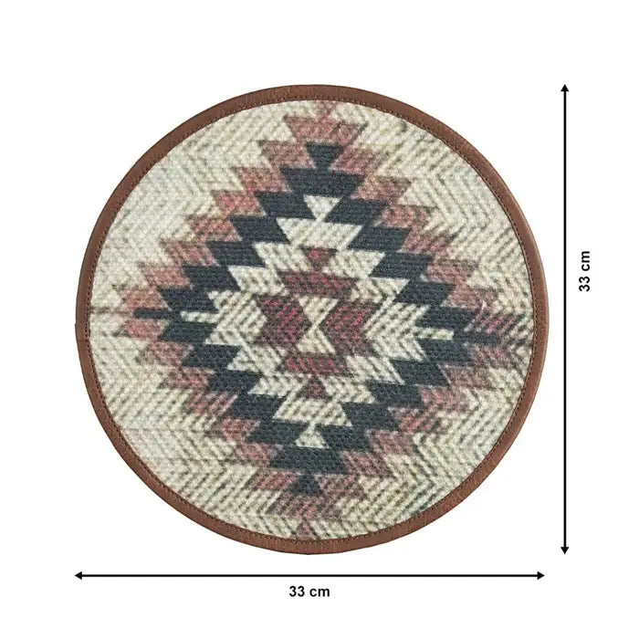 Mona B - Set of 2 Printed  Placemats, 13 INCH Round, Best for Bed-Side Table/Center Table, Dining Table/Shelves (Aztec)