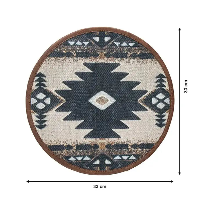 Mona B - Set of 2 Printed  Placemats, 13 INCH Round, Best for Bed-Side Table/Center Table, Dining Table/Shelves (Geo)