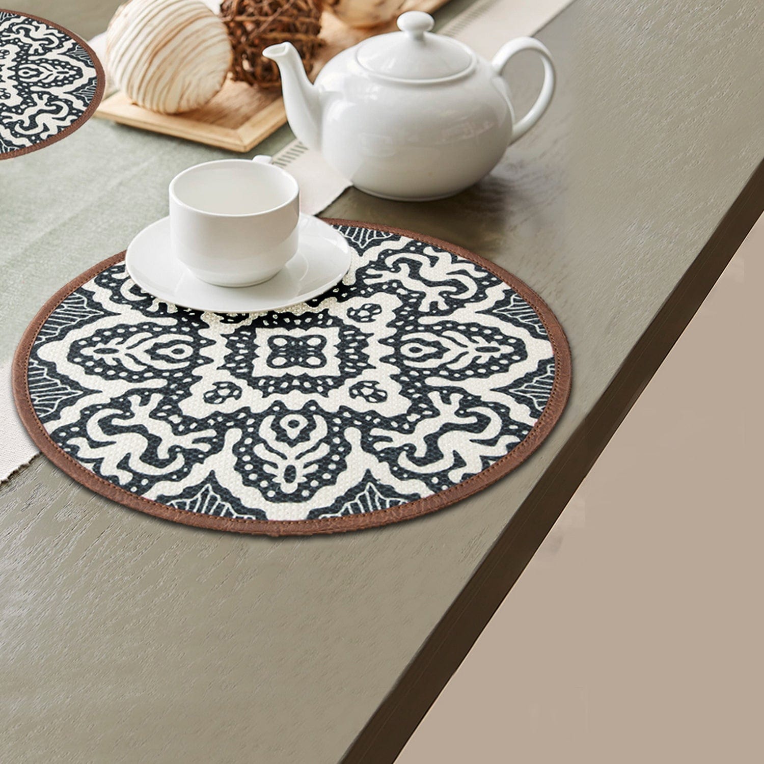 Mona B Set of 2 Printed Mosaic Placemats, 13 INCH Round, Best for Bed-Side Table/Center Table, Dining Table/Shelves (Medallion) - Placemat by Mona-B - Backpack, Flat30, New Arrivals, Sale, 