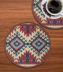 Mona-B Bag Mona B Set of 2 Printed Mosaic Placemats, 13 INCH Round, Best for Bed-Side Table/Center Table, Dining Table/Shelves (Mosaic)