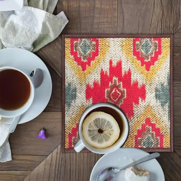 Mona B - Set of 2 Printed Placemats, 13 INCH Square, Best for Bed-Side Table/Center Table, Dining Table/Shelves- PP-100