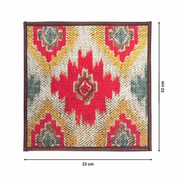 Mona B - Set of 2 Printed Placemats, 13 INCH Square, Best for Bed-Side Table/Center Table, Dining Table/Shelves- PP-100