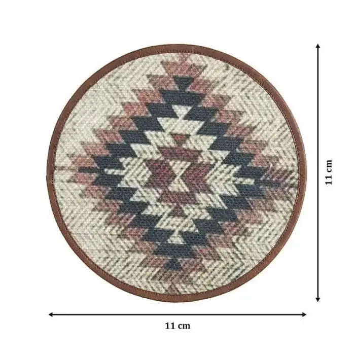 Mona B - Set of 4 Printed Amelia Coasters, 4.5 INCH Round, Best for Bed-Side Table/Center Table, Dining Table (Aztec)