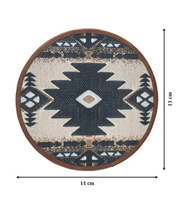 Mona-B Bag Mona B Set of 4 Printed Amelia Coasters, 4.5 INCH Round, Best for Bed-Side Table/Center Table, Dining Table (Geo)