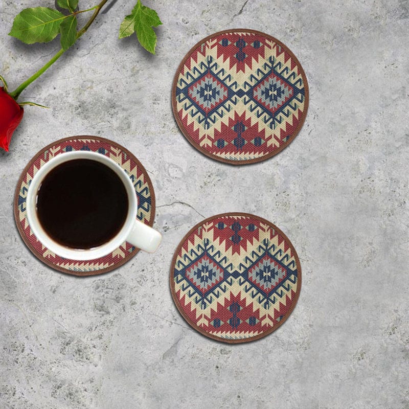 Mona B Set of 4 Printed Amelia Coasters, 4.5 INCH Round, Best for Bed-Side Table/Center Table, Dining Table (Kilm) - Coaster by Mona-B - Backpack, Flat50, Sale, Shop1999, Shop2999, Shop3999