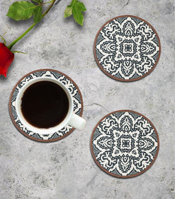 Mona-B Bag Mona B Set of 4 Printed Amelia Coasters, 4.5 INCH Round, Best for Bed-Side Table/Center Table, Dining Table (Medallion)