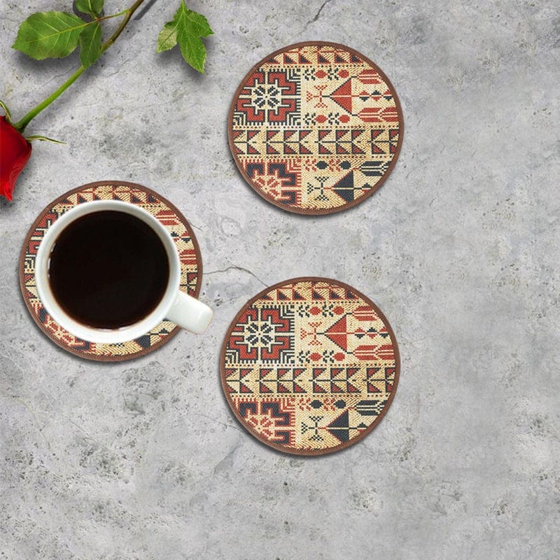 Mona B Set of 4 Printed Amelia Coasters, 4.5 INCH Round, Best for Bed-Side Table/Center Table, Dining Table (Mosaic) - Coaster by Mona-B - Backpack, Flat50, Sale, Shop1999, Shop2999, Shop3999