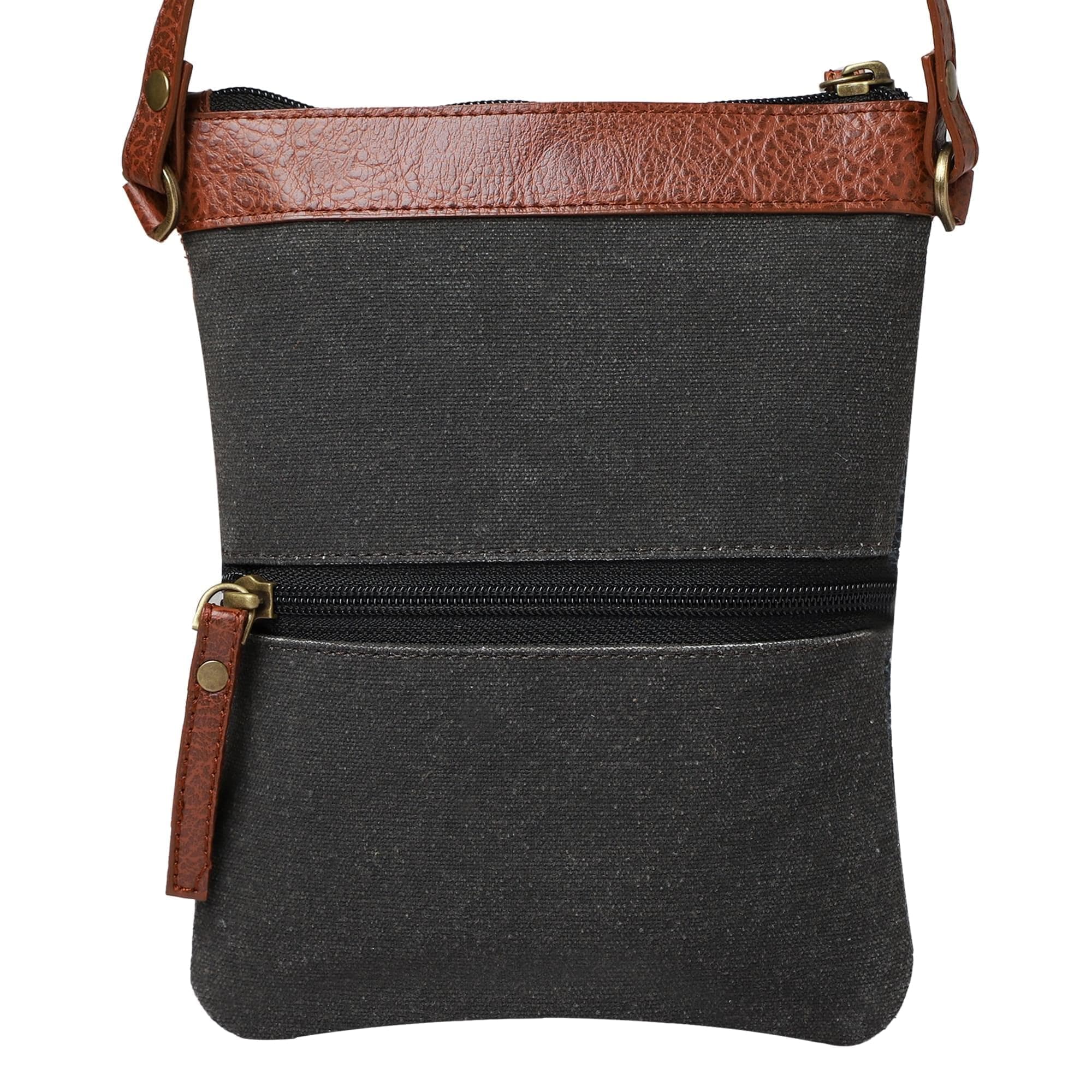 Mona-B Bag Mona B - Small Canvas Messenger Crossbody Bag | Wristlet Bag with Stylish Design for Women (Sloane) Brown
