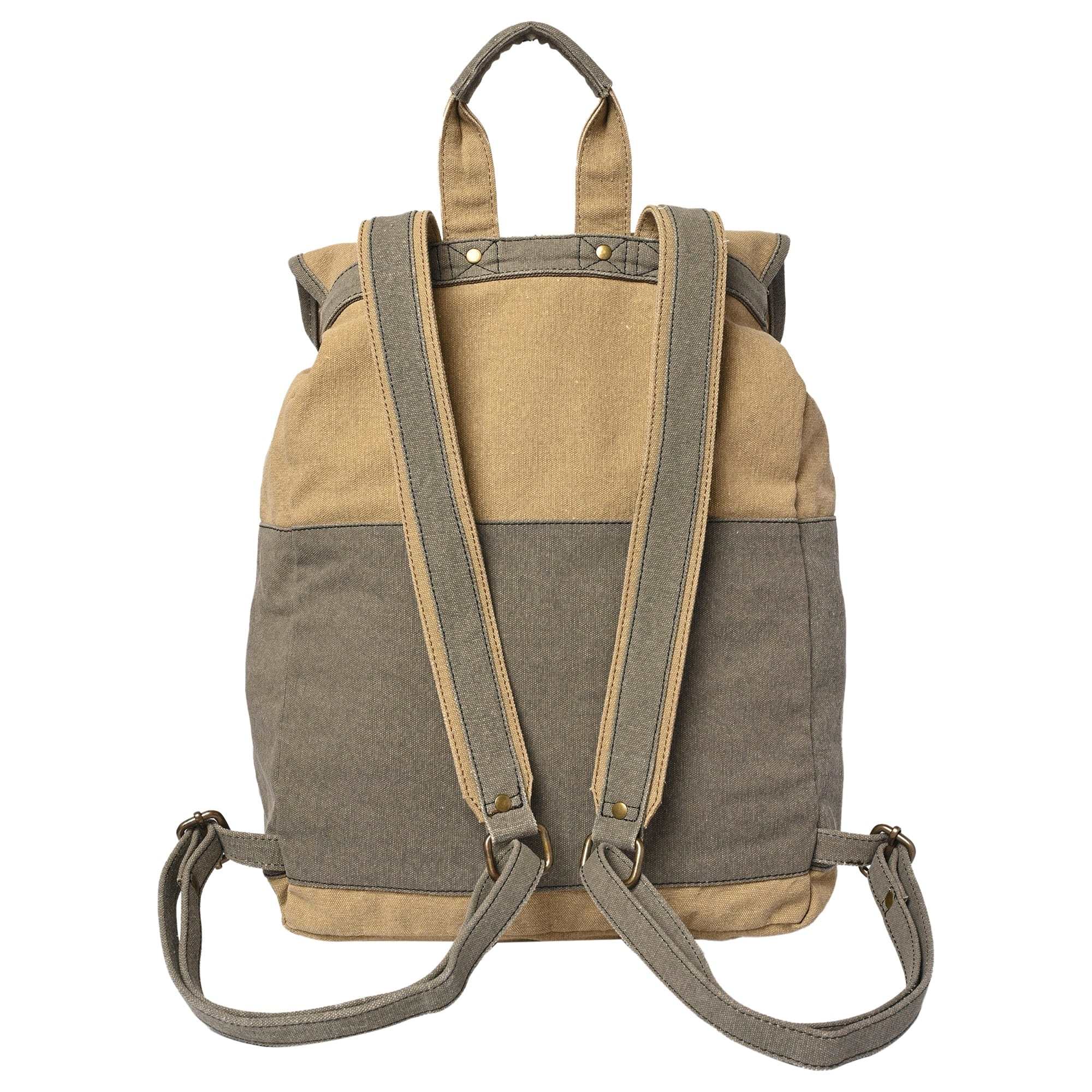 Mona-B Bag Mona B - Stone 100% Cotton Canvas Back Pack for Offices Schools and Colleges with Two Outside Pockets and Stylish Design for Men and Women