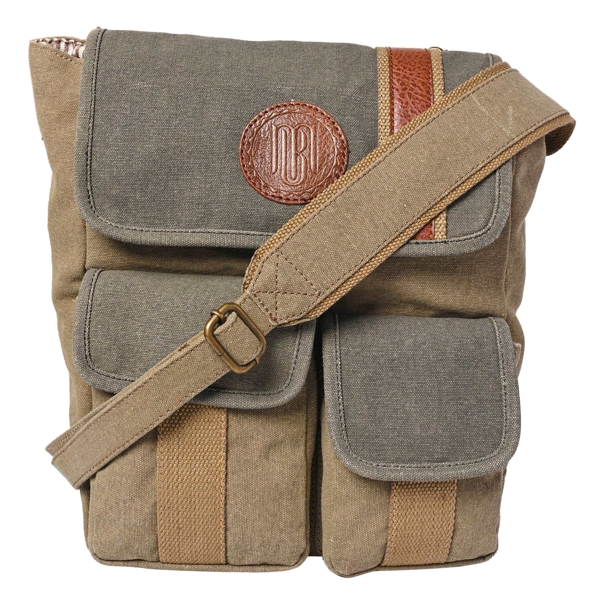 Mona-B Bag Mona B - Stone 100% Cotton Canvas Messenger Crossbody Bag with Stylish Design for Men and Women Multi Coloured