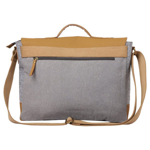 Mona-B Bag Mona B Unisex Canvas Messenger Crossbody Laptop/Tablet/MacBook Bag: Arctic Light Grey