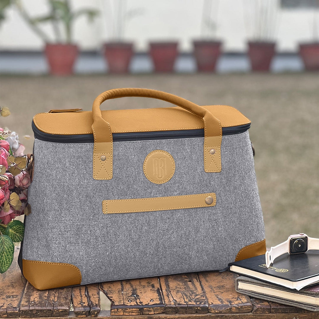 Mona-B Bag Mona B Unisex Messenger | Small Overnighter Bag for upto 14" Laptop/Mac Book/Tablet with Stylish Design: Arctic Light Grey