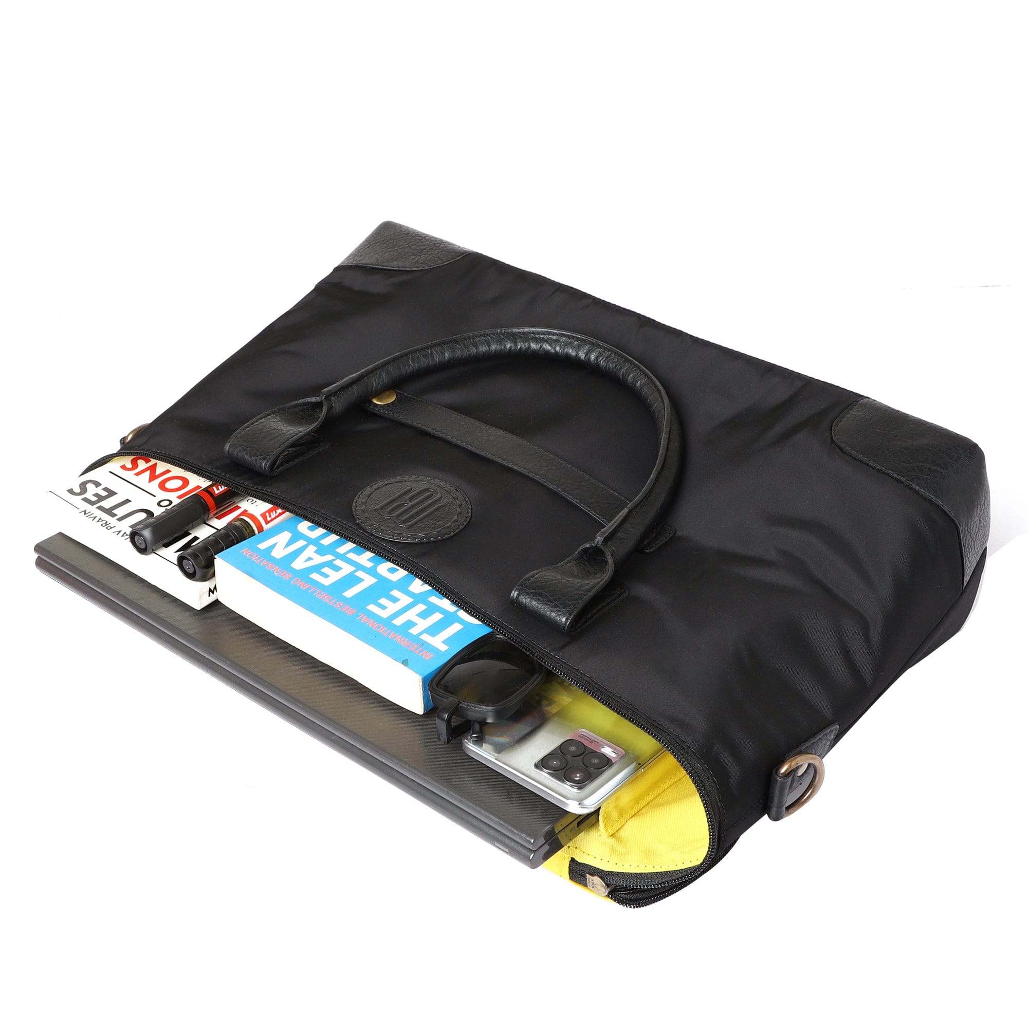 Mona-B Bag Mona B Unisex Messenger | Small Overnighter Bag for upto 14" Laptop/Mac Book/Tablet with Stylish Design: Ohio Black - RP-306 BLK