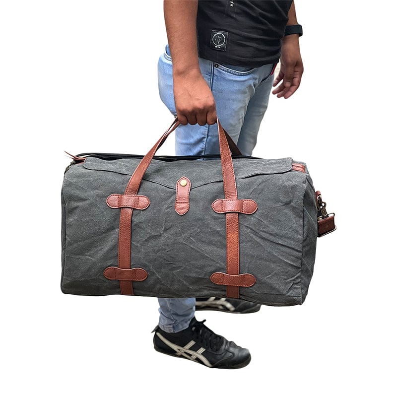 Mona-B Bag Mona B Upcycled Canvas Duffel Gym Travel and Sports Bag with Stylish Design for Men and Women: Flap