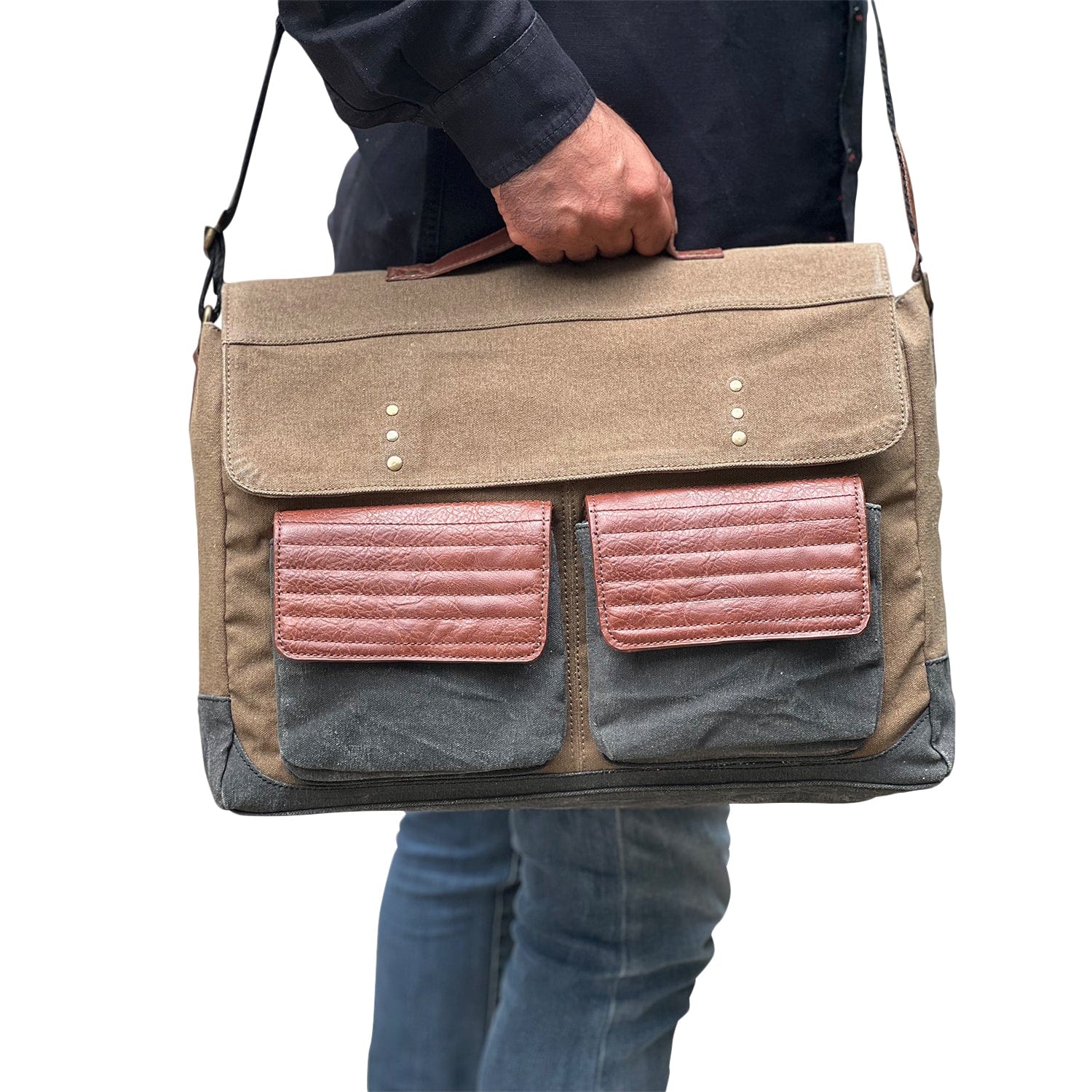 Mona B Upcycled Canvas Messenger Crossbody Laptop Bag for Upto 14" Laptop/Mac Book/Tablet with Stylish Design for Men and Women: Brad - Messenger by Mona-B - Backpack, EOSS, Flash Sale, Flat70, Sale, Shop2999, Shop3999
