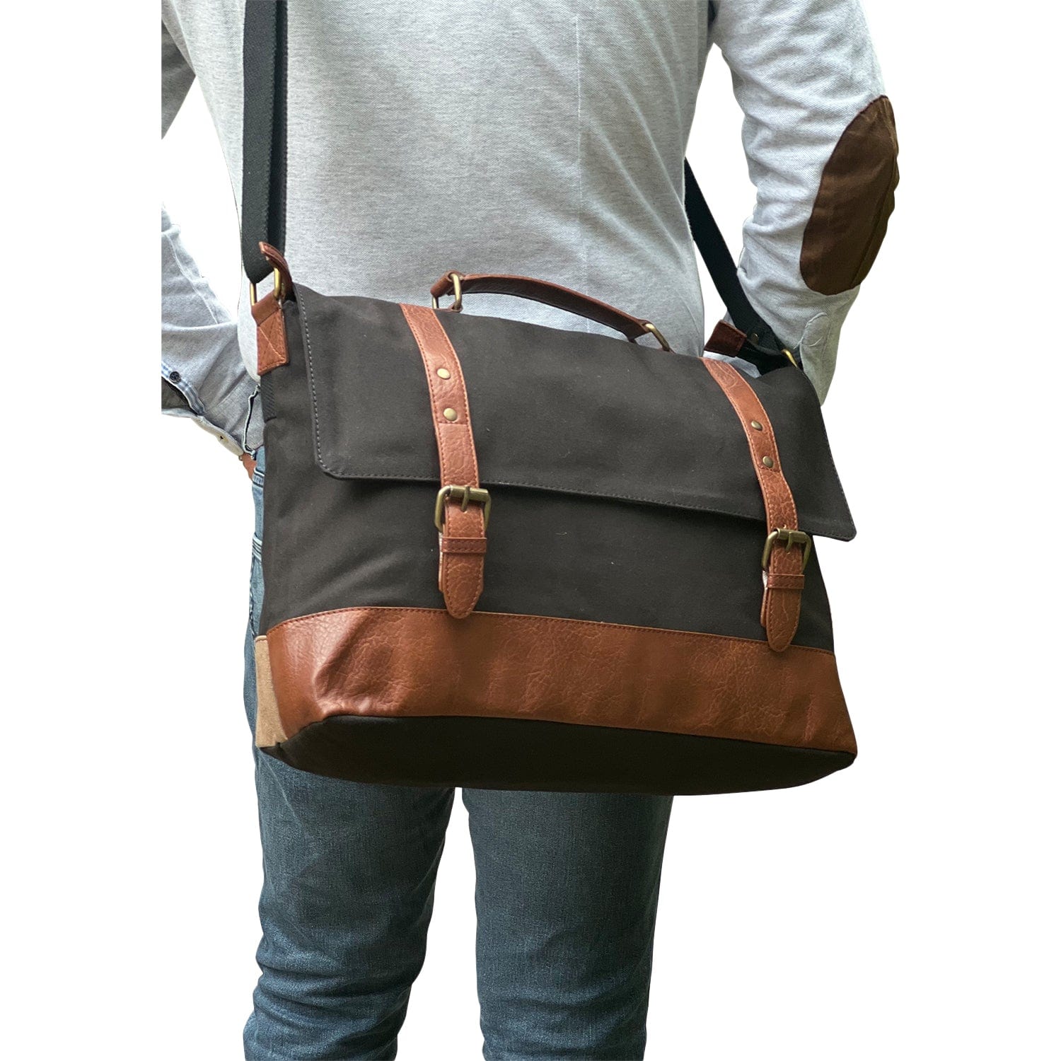 Mona-B Bag Mona B Upcycled Canvas Messenger Crossbody Laptop Bag for Upto 14" Laptop/Mac Book/Tablet with Stylish Design for Men and Women: Parker
