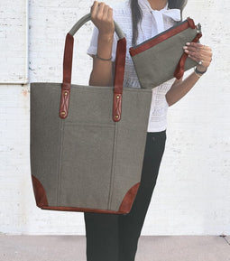Mona-B Bag Mona B Women Canvas Handbag for Women Tote Bag for Grocery, Shopping, Travel: Grey, Large