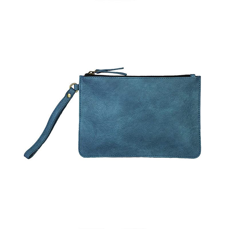 Mona-B Bag Mona B Women's Lucy Vegan Leather Wristlet: Dusty Blue