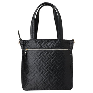 Mona-B Bag New Mona B Large Recycled Quilted Polyester Handbag for Women | Tote Bag for Grocery, Shopping, Travel | Stylish Vintage Shoulder Bags for Women: Black