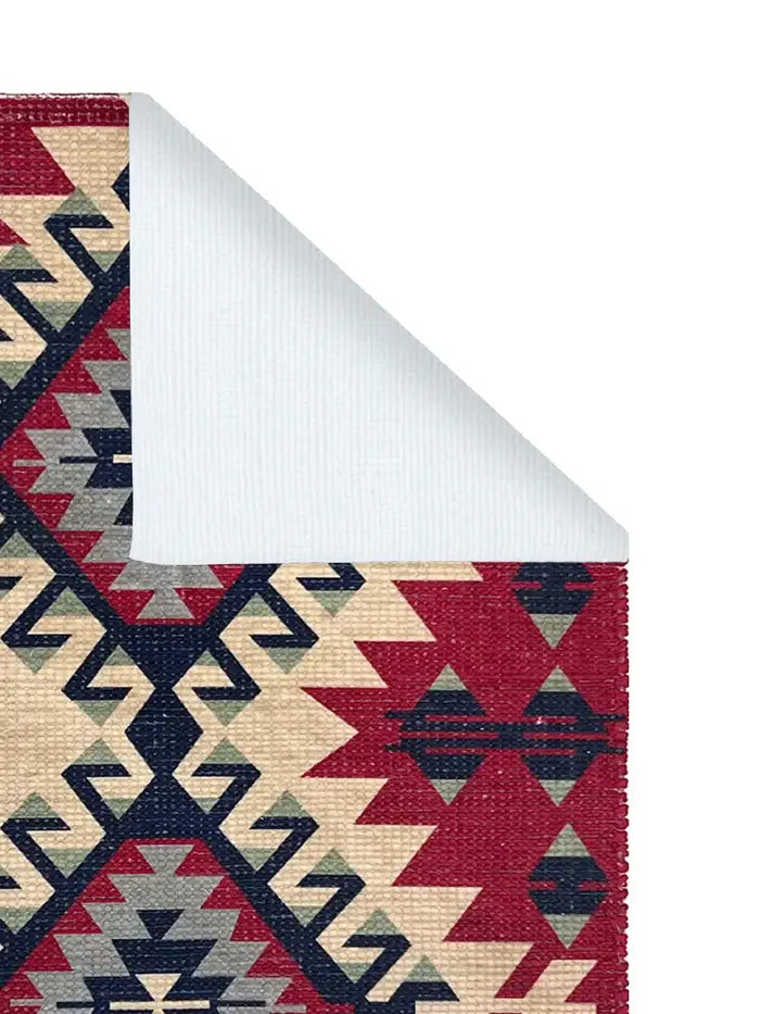 Printed Vintage Dhurrie Rug Carpet 2x3 Feet - Multi Color Traditional Floor Mat for Bedroom and Living Room