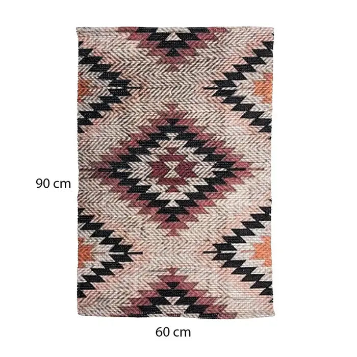 Multi Color Printed Vintage Dhurrie Carpet Rug Runner Floor Mat for Living Room Bedroom: 2 X 3 Feet