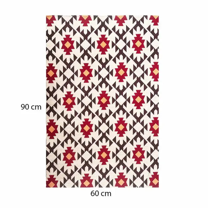 Vintage Print Dhurrie Carpet Rug Runner 2x3 Feet - Multicolor Floor Mat