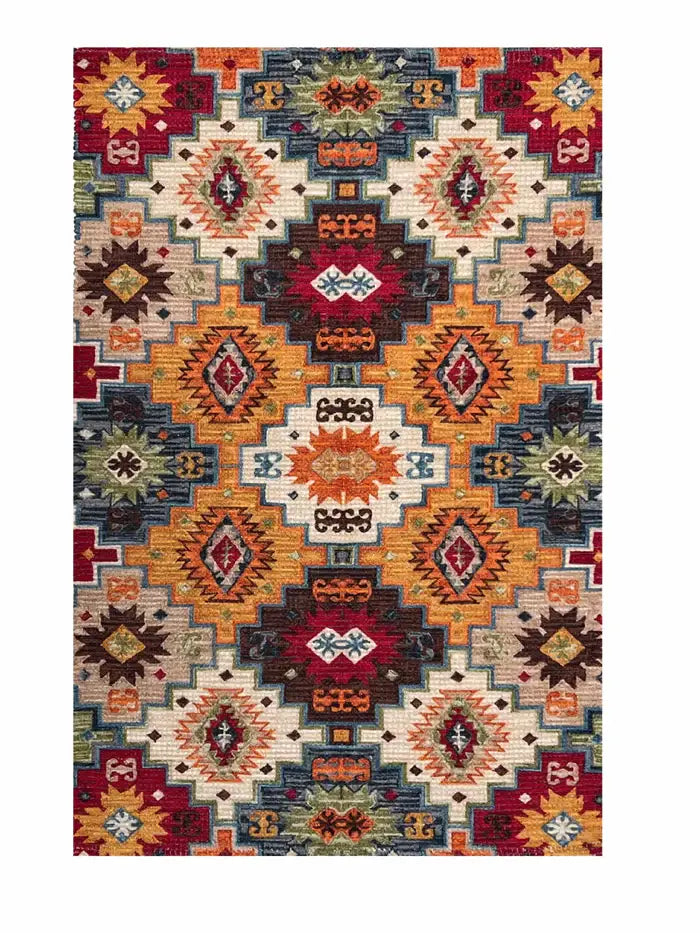 Vintage Dhurrie Rug Carpet 2x3 Feet - Multi Color Floor Mat for Living Room & Bedroom