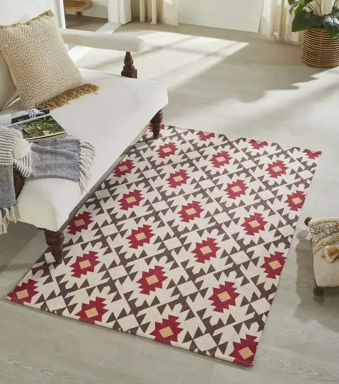 Traditional Printed Vintage Dhurrie Floor Mat Carpet - 5.5x3.5 Feet Multi Color