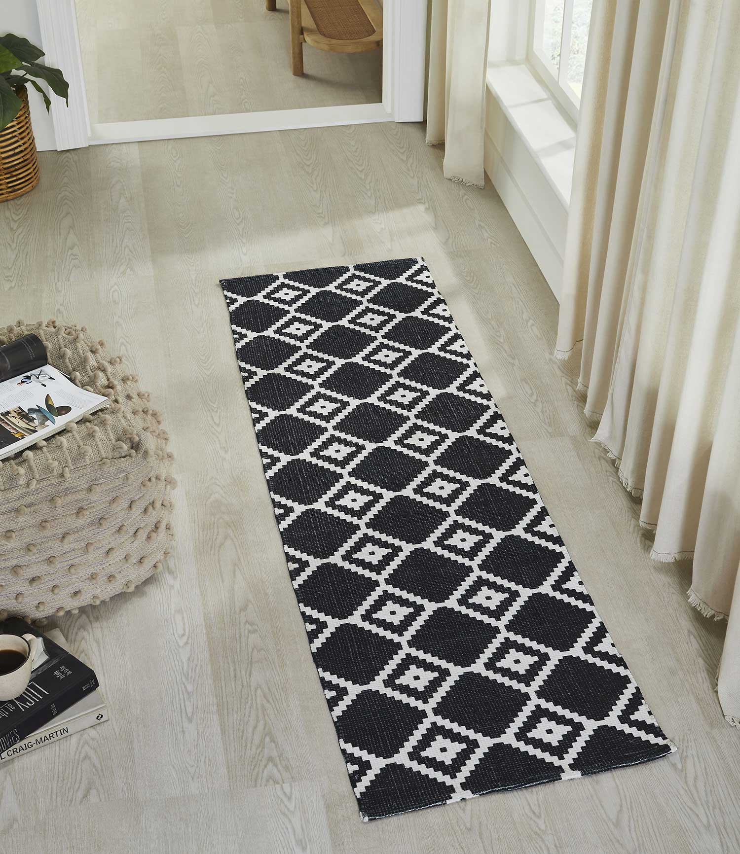 Mona B - Printed Vintage Dhurrie Carpet Rug Runner for Living Room Bedroom: 1.83 X 6 Feet Multi Color - BR-305 (2272)