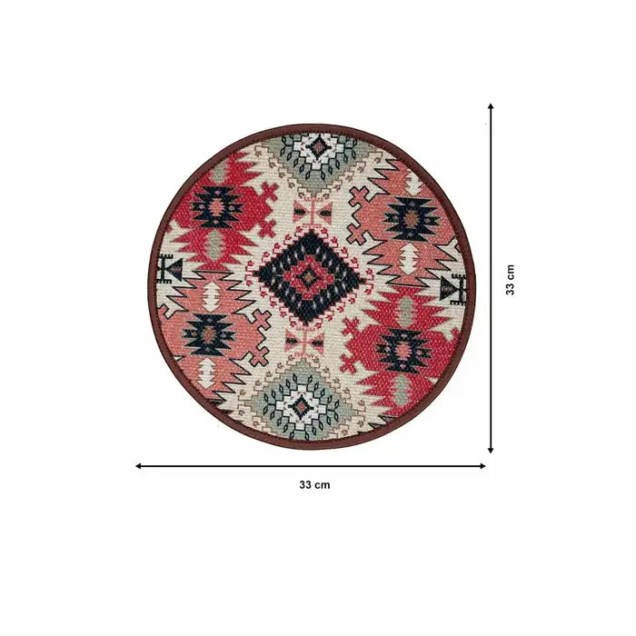 Mona B - Set of 2 Printed Placemats, 13 INCH Round, Best for Bed-Side Table/Center Table, Dining Table/Shelves - PP-112